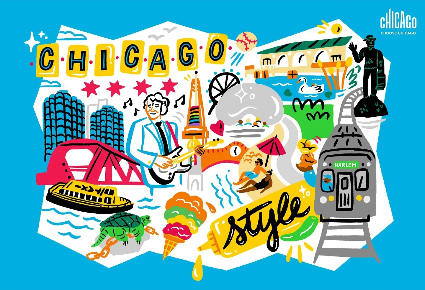 Katie Lukes - for Choose Chicago - Mural in collaboration with Choose Chicago, Chicago’s tourism bureau